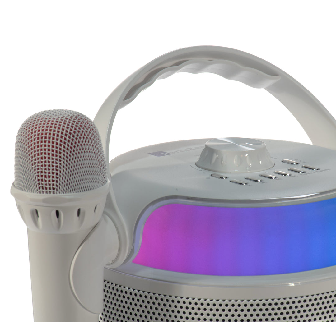 PartyZone Kit karaoke avec 2 microphones (Blanc) & LED PAR-ASTRO éclairage disco 2-en-1