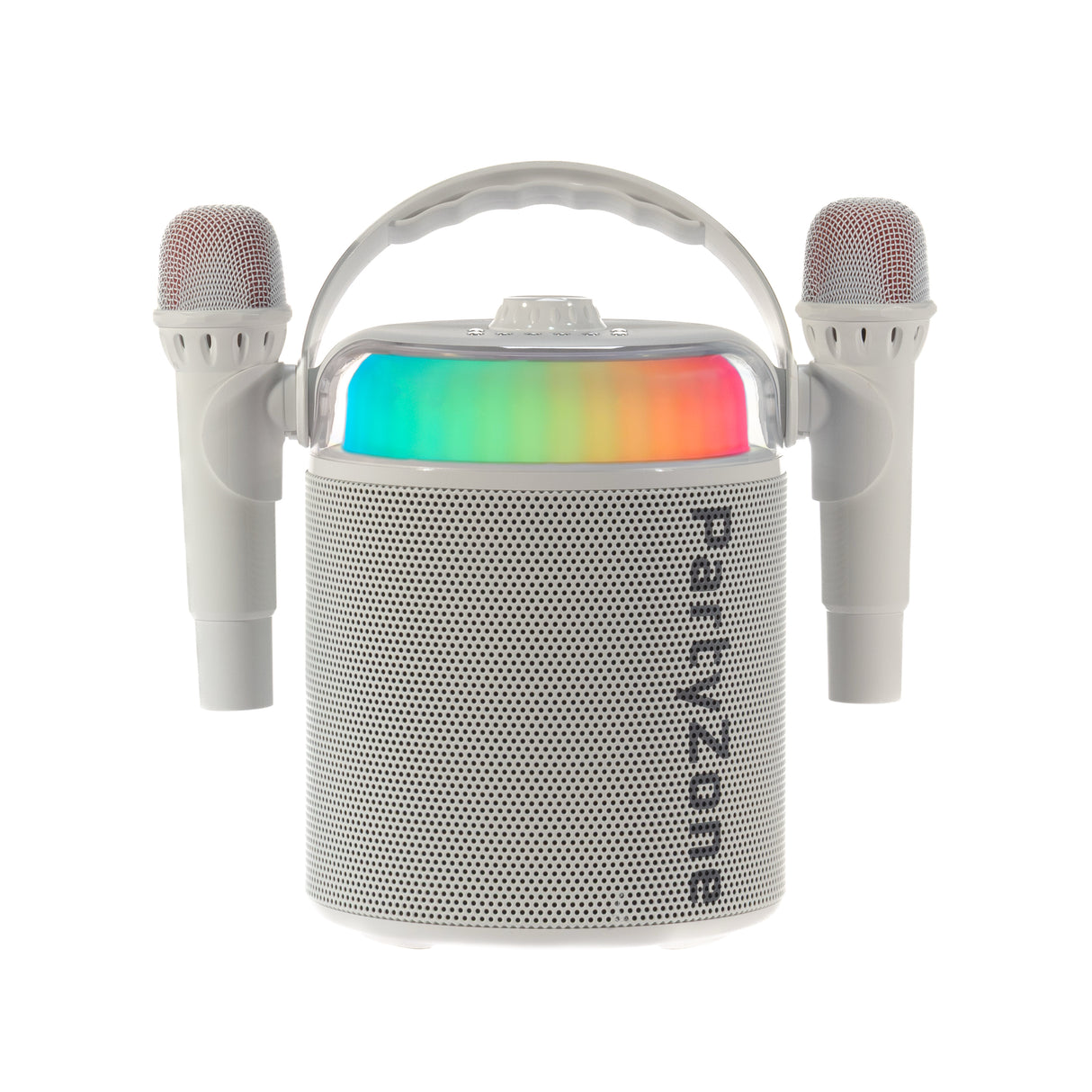 PartyZone Kit karaoke avec 2 microphones (Blanc) & LED PAR-ASTRO éclairage disco 2-en-1