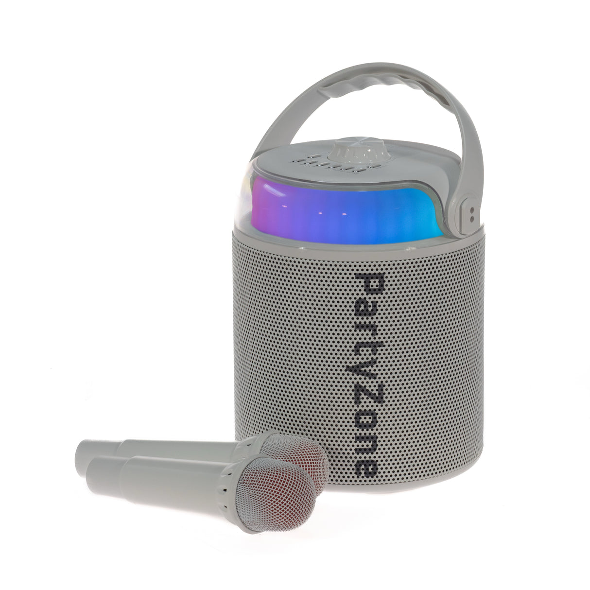 PartyZone Kit karaoke avec 2 microphones (Blanc) & LED PAR-ASTRO éclairage disco 2-en-1