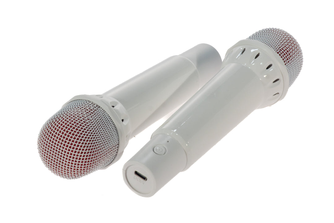 PartyZone Kit karaoke avec 2 microphones (Blanc) & LED PAR-ASTRO éclairage disco 2-en-1