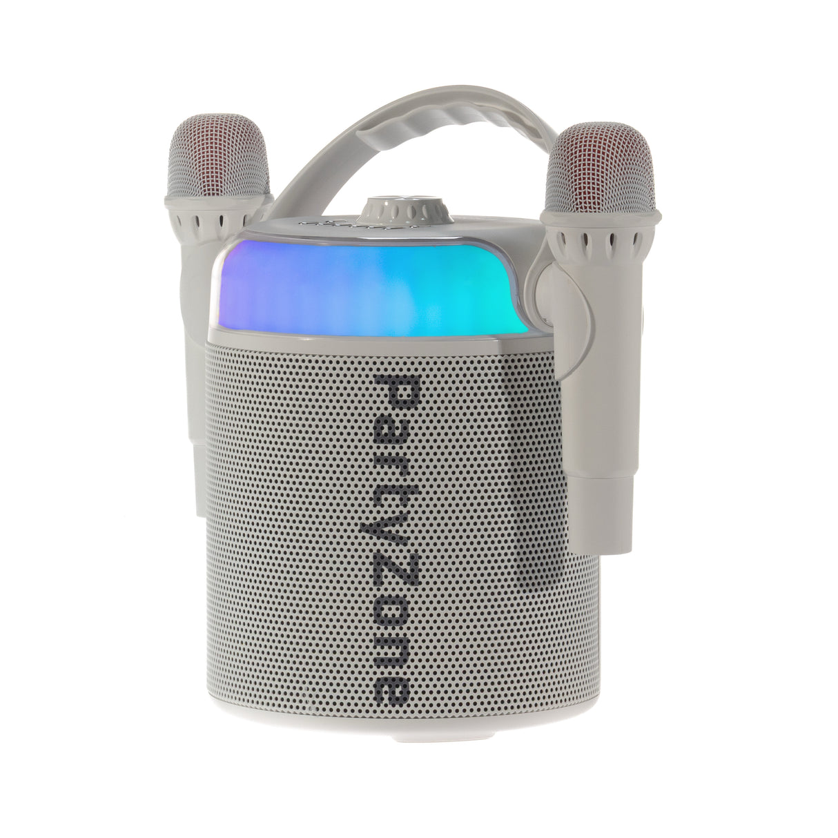 PartyZone Kit karaoke avec 2 microphones (Blanc) & LED PAR-ASTRO éclairage disco 2-en-1