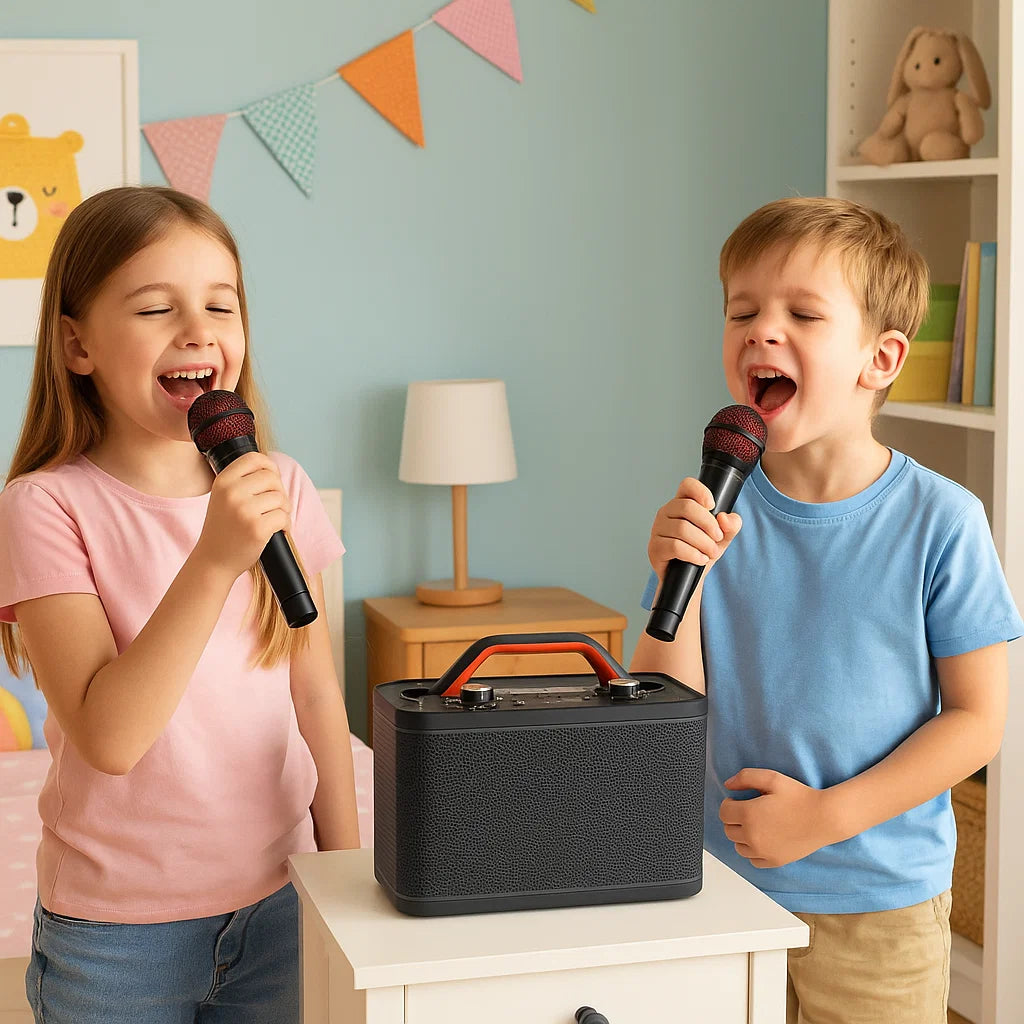 Système karaoke avec 2 microphones (Noir)