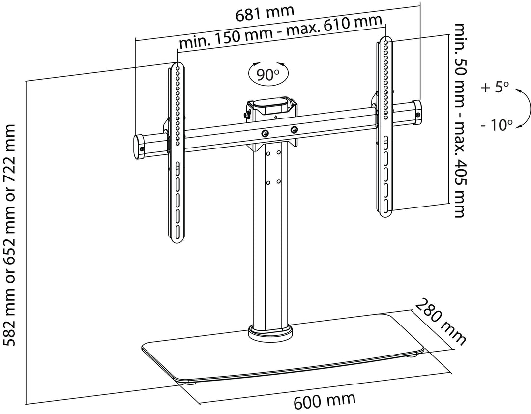 Support TV de table entièrement articulé (32-65", 45kg)