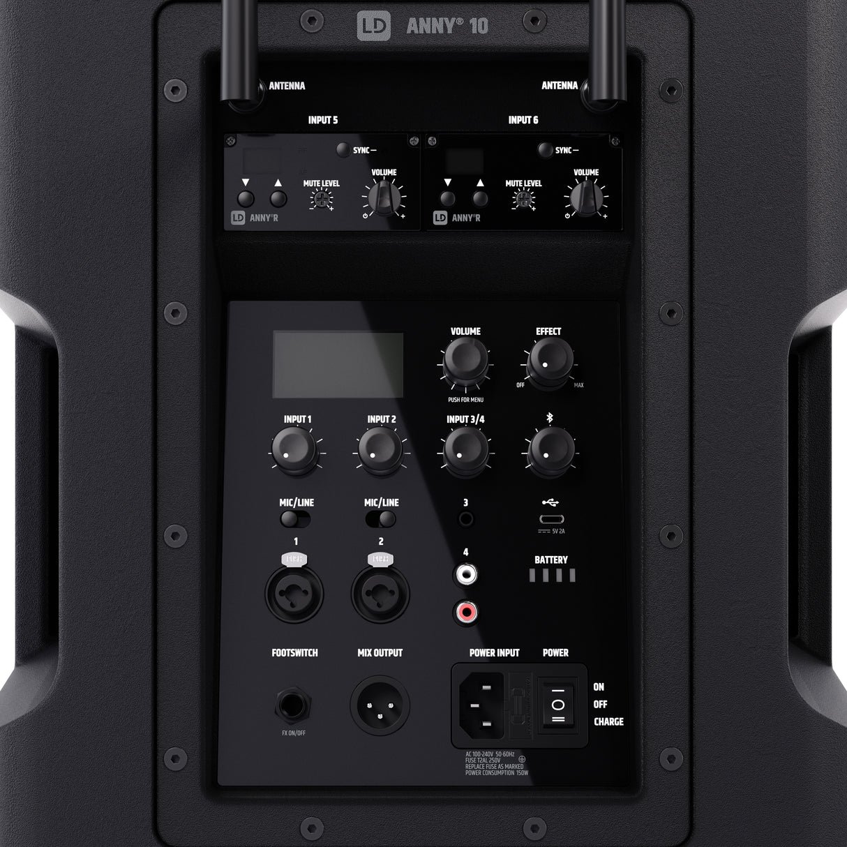 LD Systems ANNY® 10 HBH 2 B5 - 10" système PA Bluetooth® portable sur batterie avec mixer, 1x micro main sans fil et 1x micro-casque (bodypack inclus)