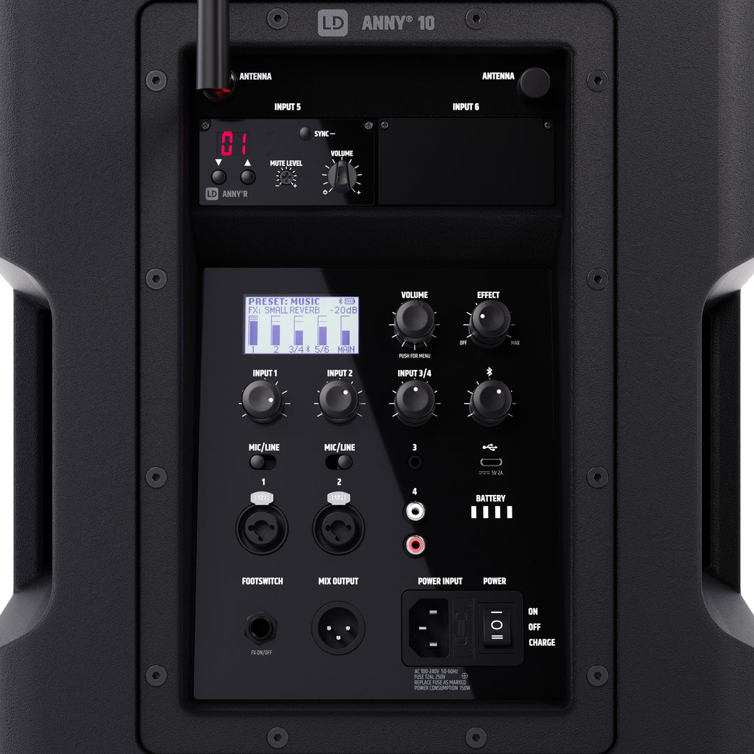 LD Systems ANNY® 10 HHD B5 - 10" système PA Bluetooth® portable sur batterie avec mixer et 1x micro main sans fil