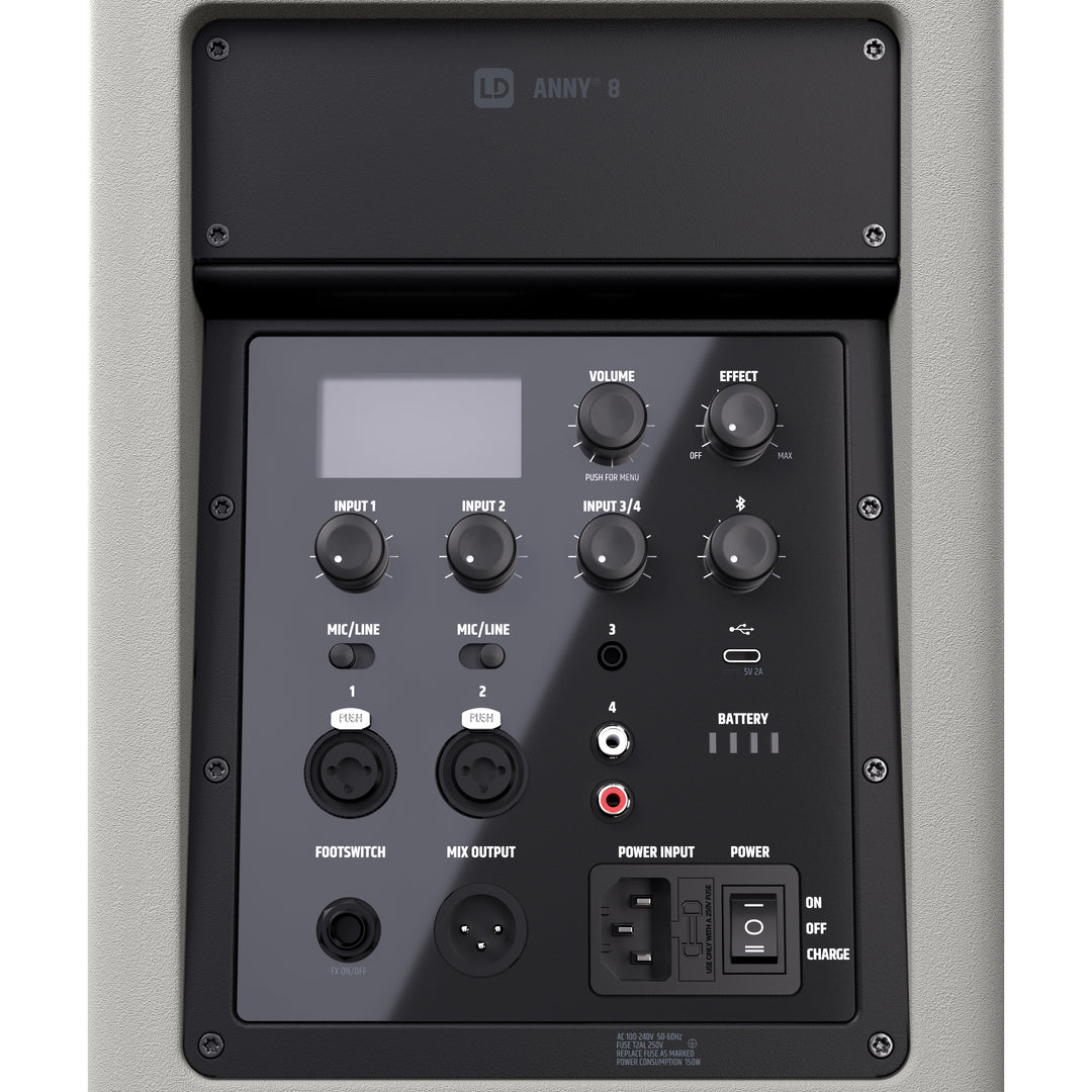 LD Systems ANNY® 8 G - enceinte PA Bluetooth® portable alimentée par batterie avec mixer, gris urbain