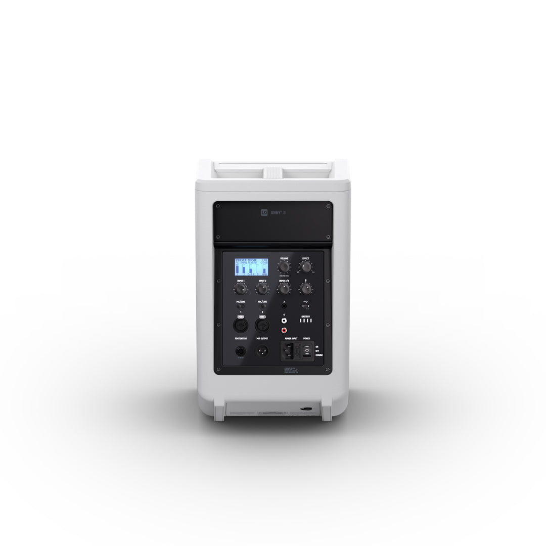 LD Systems ANNY® 8 W - enceinte PA Bluetooth® portable alimentée par batterie avec mixer, blanc pur