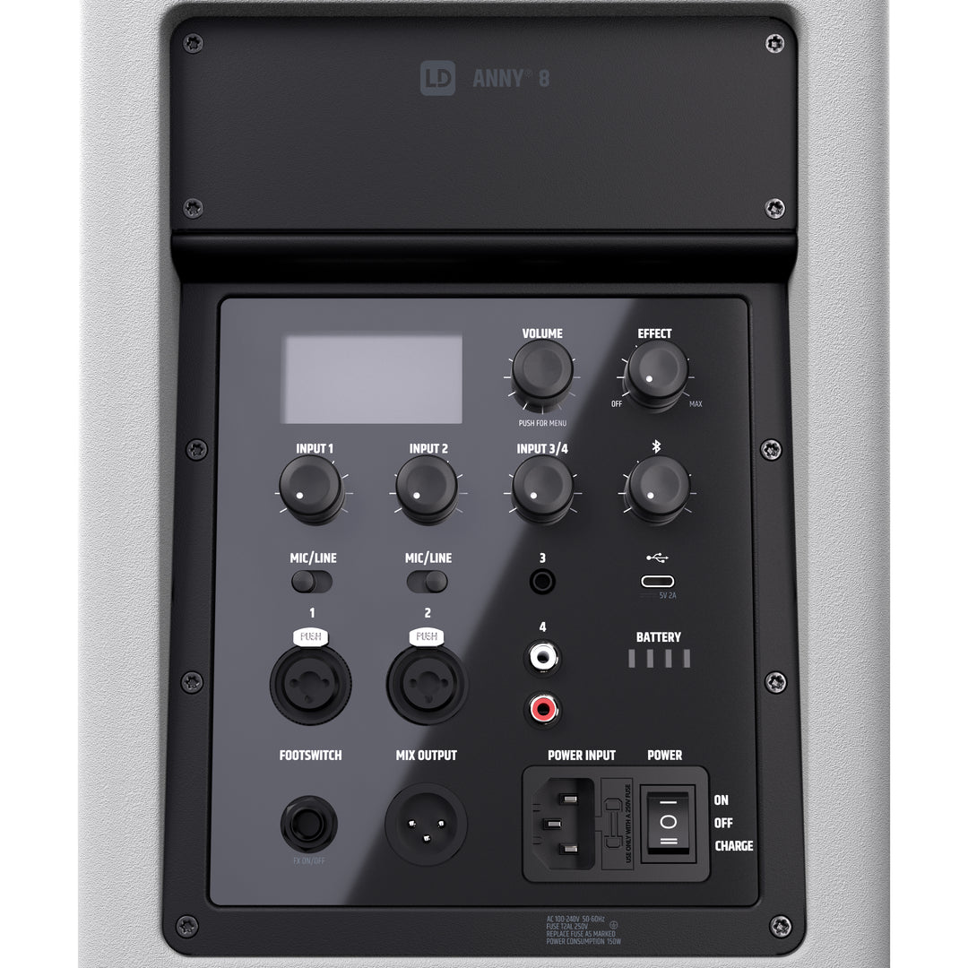 LD Systems ANNY® 8 W - enceinte PA Bluetooth® portable alimentée par batterie avec mixer, blanc pur