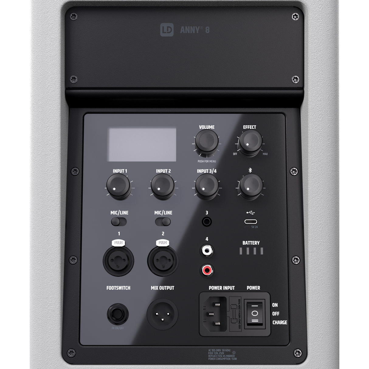LD Systems ANNY® 8 W - enceinte PA Bluetooth® portable alimentée par batterie avec mixer, blanc pur