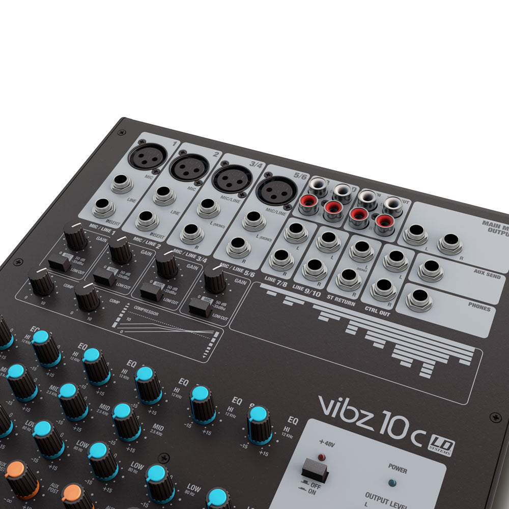 LD Systems VIBZ 10 C – Console de mixage 10 canaux avec compresseur