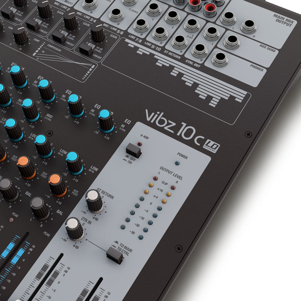 LD Systems VIBZ 10 C – Console de mixage 10 canaux avec compresseur