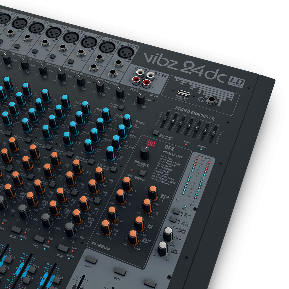 LD Systems VIBZ 24 DC - Console de mixage 24 canaux avec DFX et compresseur