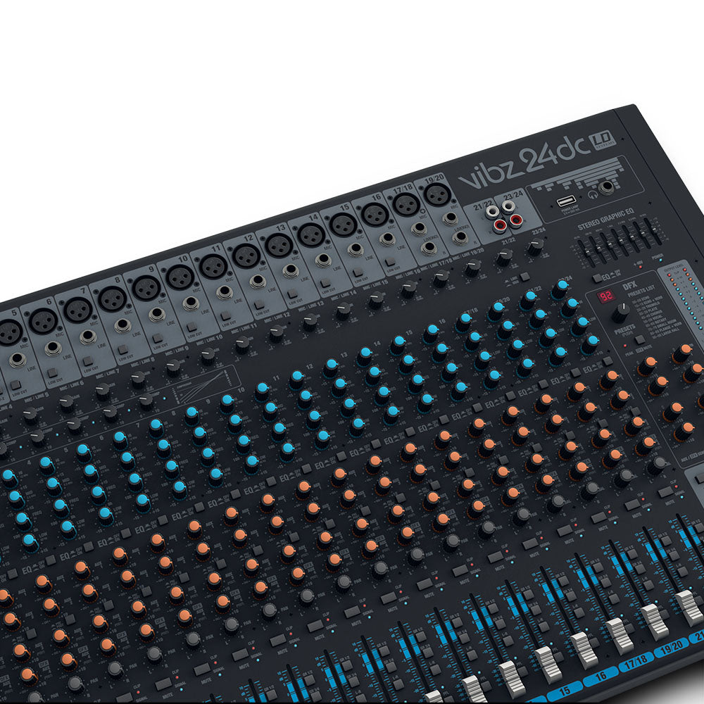 LD Systems VIBZ 24 DC - Console de mixage 24 canaux avec DFX et compresseur