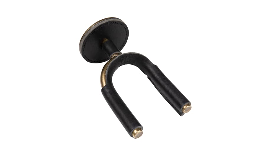 Levys FGHNGR support mural pour guitare, laiton et cuir noir