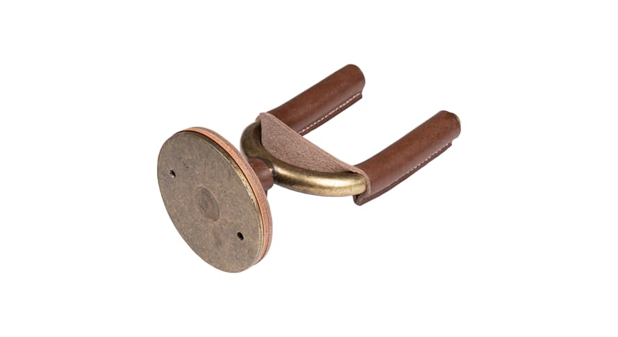 Levys FGHNGR support mural pour guitare, laiton et cuir marron