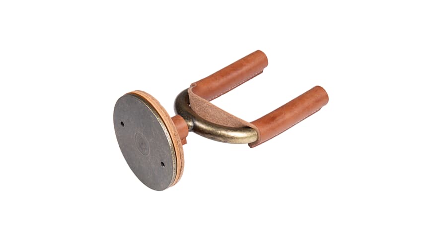 Levys FGHNGR support mural pour guitare, laiton et cuir tan