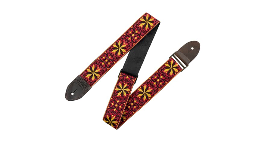 Levys M8HTV sangle de guitare 2", motif rouge et or