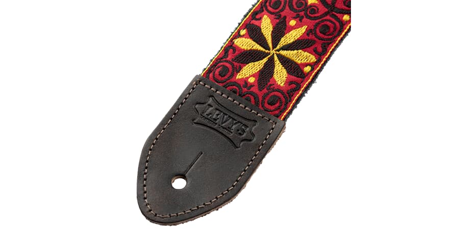 Levys M8HTV sangle de guitare 2", motif rouge et or