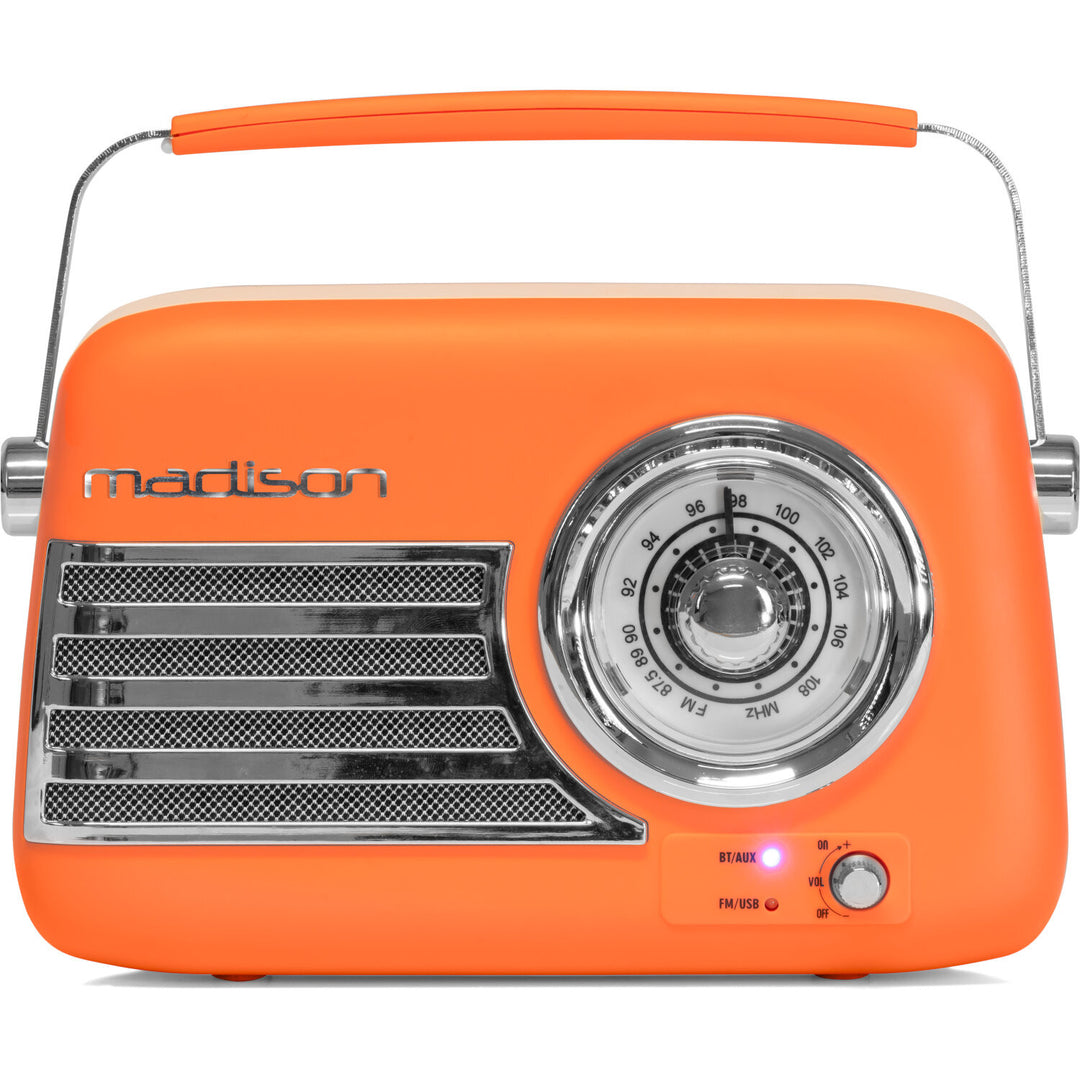 Madison Radio Rétro avec Bluetooth et FM (Orange Mat)