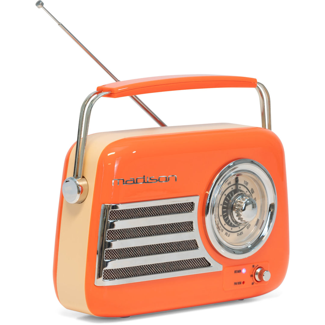 Madison Radio Rétro avec Bluetooth et FM (Orange)