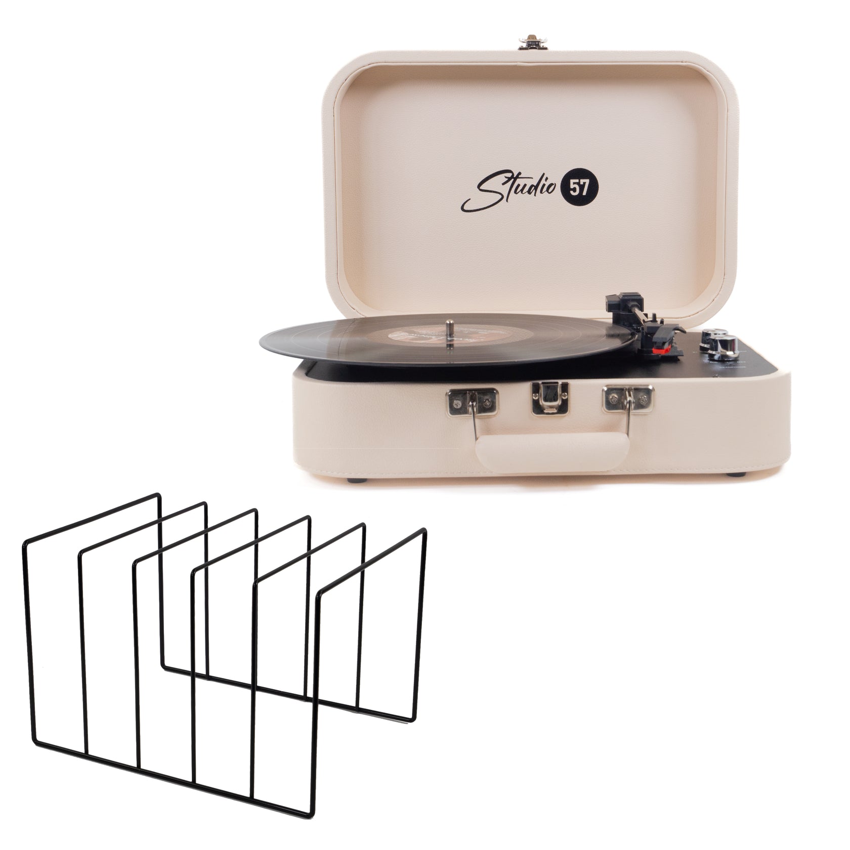 Studio 57 Mellow Turntable with LP Stand (White)