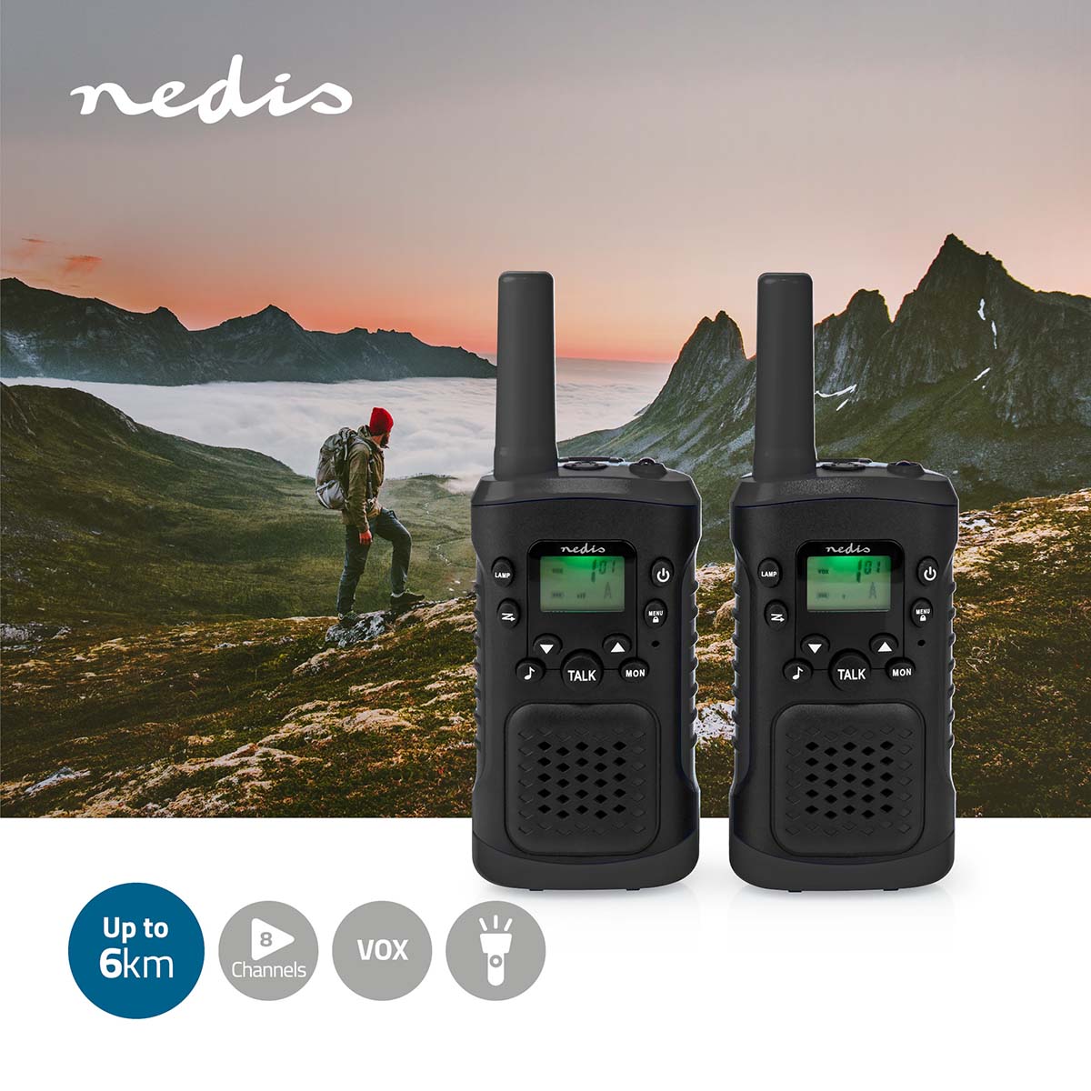Nedis Walkie Talkie Set with Headset (Up to 6km)
