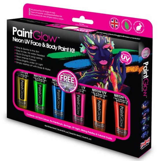 Set de peinture UV pour visage et corps