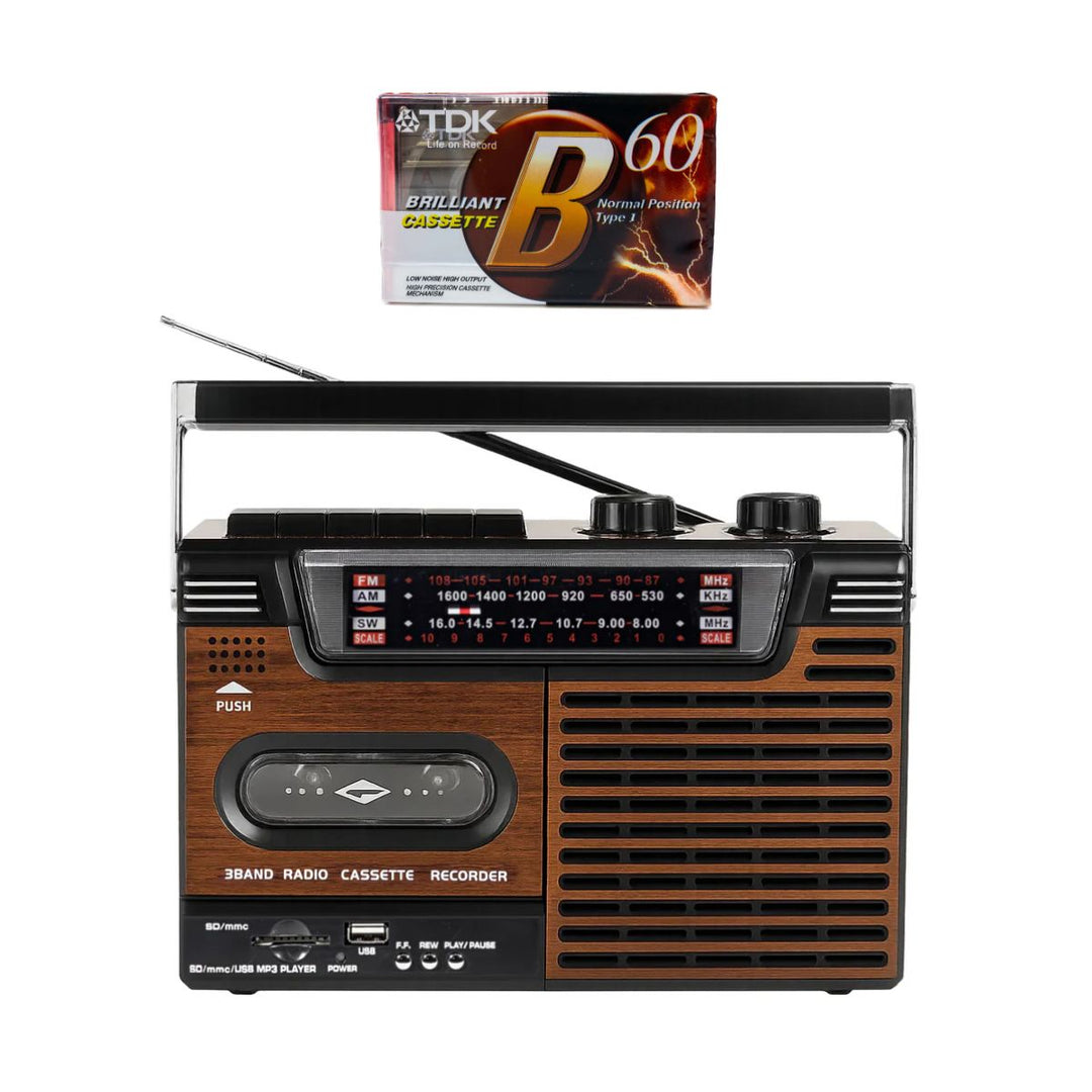 Studio 57 Lecteur cassette avec FM & Bluetooth, Marron + Cassette audio