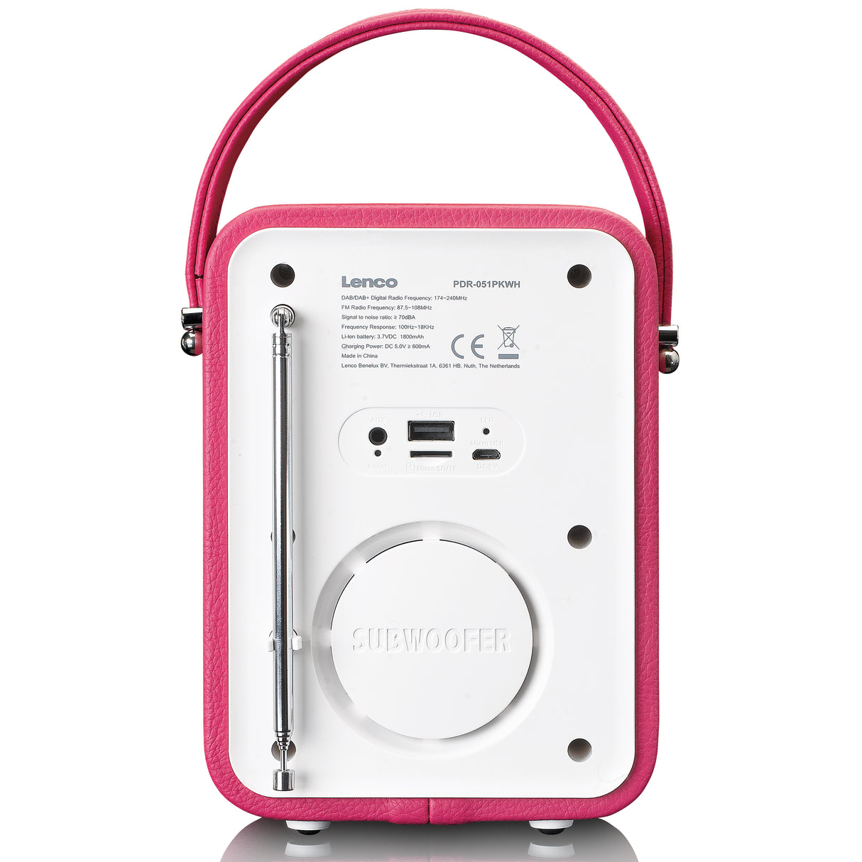 Lenco PDR-051 DAB Radio, Pink/White
