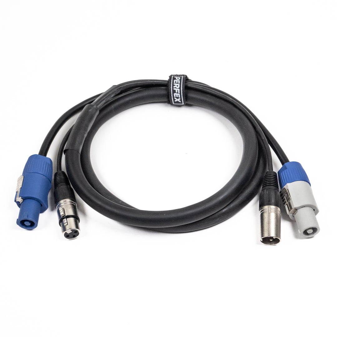 Perfex Powercon & XLR Câbles Muïipies (DMX, 1,5m)