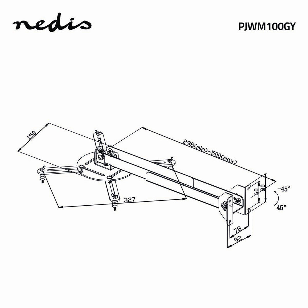 Support mural projecteur entièrement articulé (Argent, 10kg)