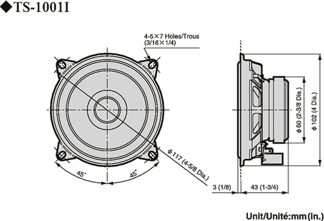 Pioneer TS-1001i Kit de haut-parleurs de voiture (10cm, 4")
