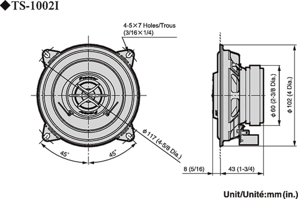 Pioneer TS-1002i Kit de haut-parleurs de voiture (10cm, 4")