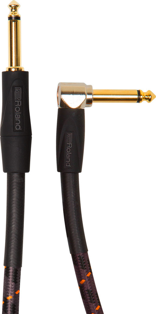 Roland "GOLD" Instrument Cable 6.3mm Jack mono to 6.3mm Angle Jack mono