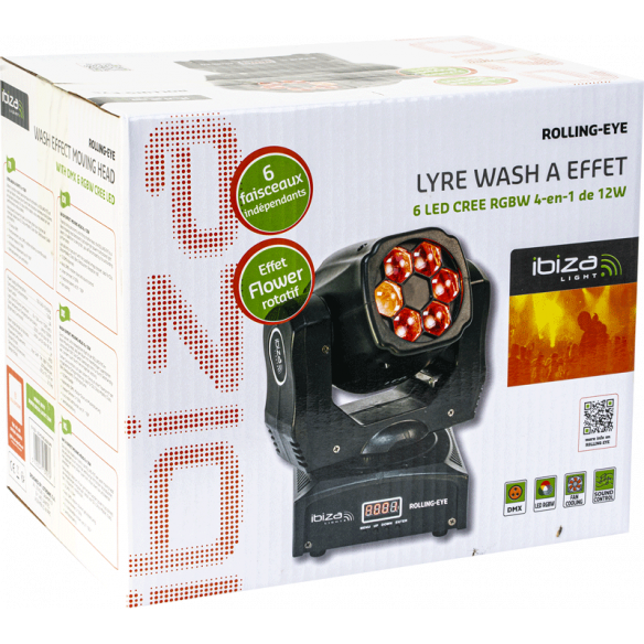 Ibiza Rolling-Eye LED Moving Head (6x12W)