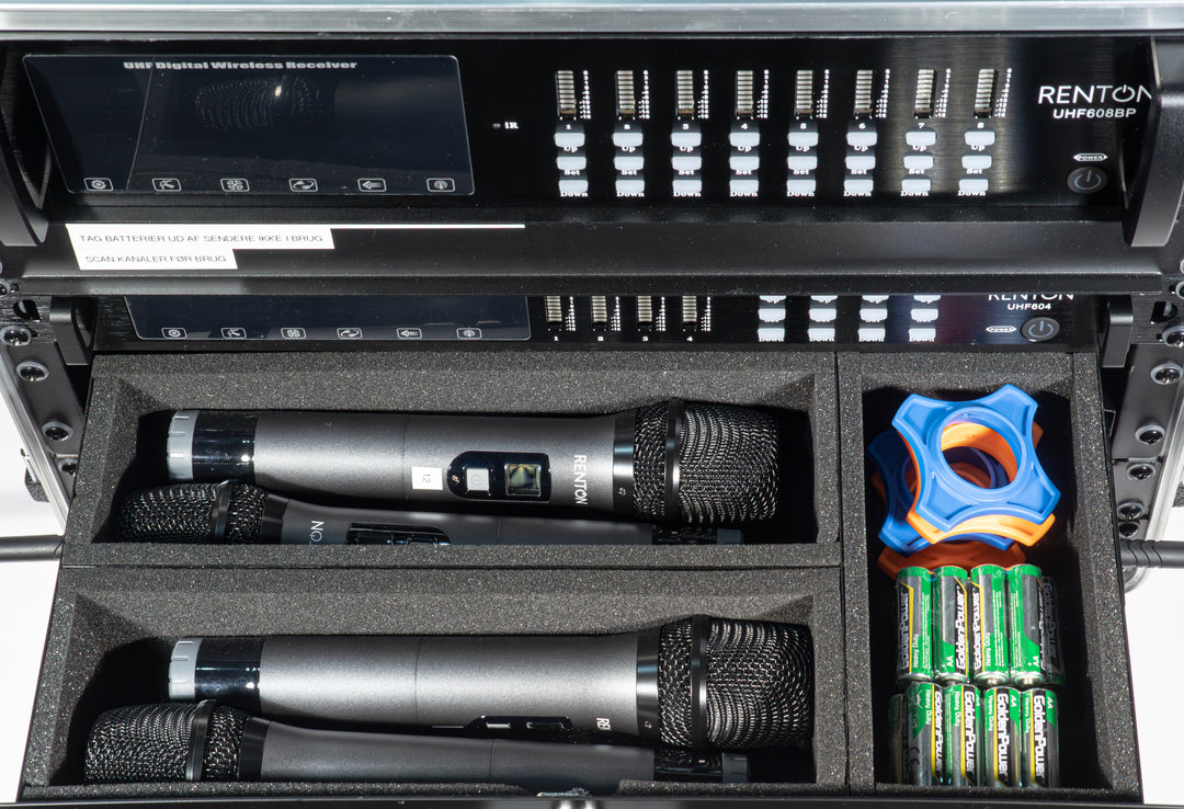 Renton Rack Système sans fil combiné (4 Microphones à main + 8 Casques)