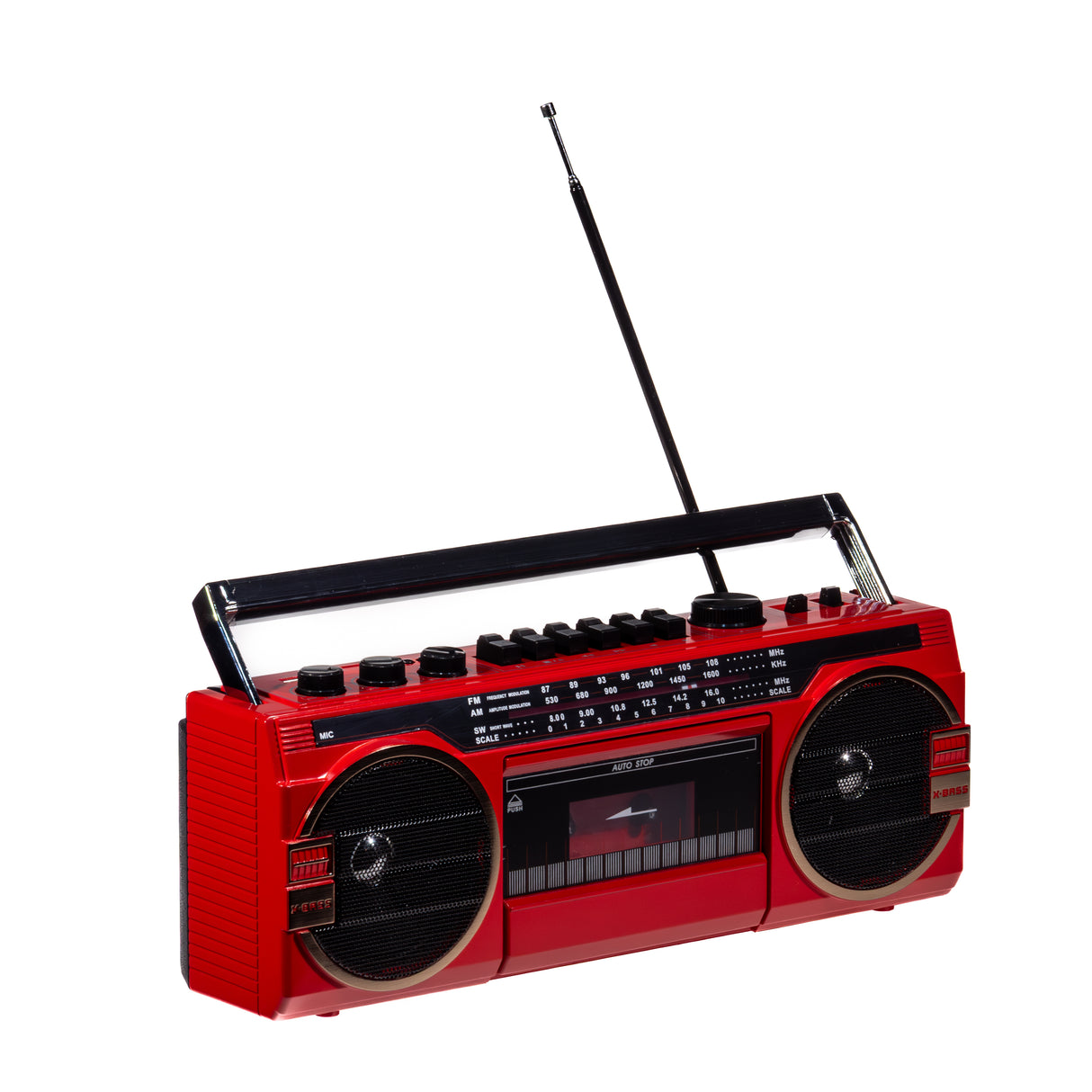 Studio 57 Lecteur de cassette avec FM et Bluetooth, Rouge
