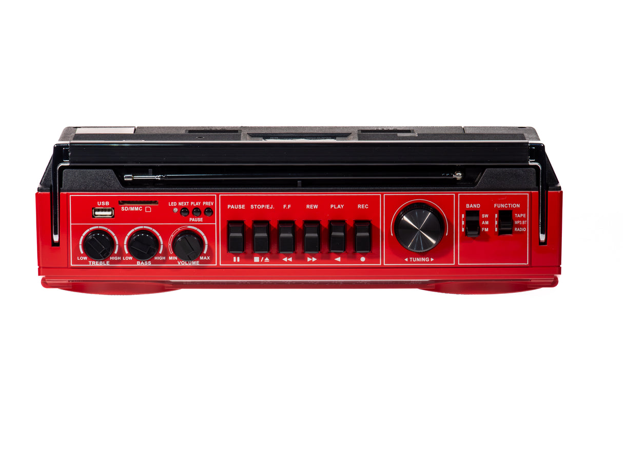 Studio 57 Lecteur de cassette avec FM et Bluetooth, Rouge
