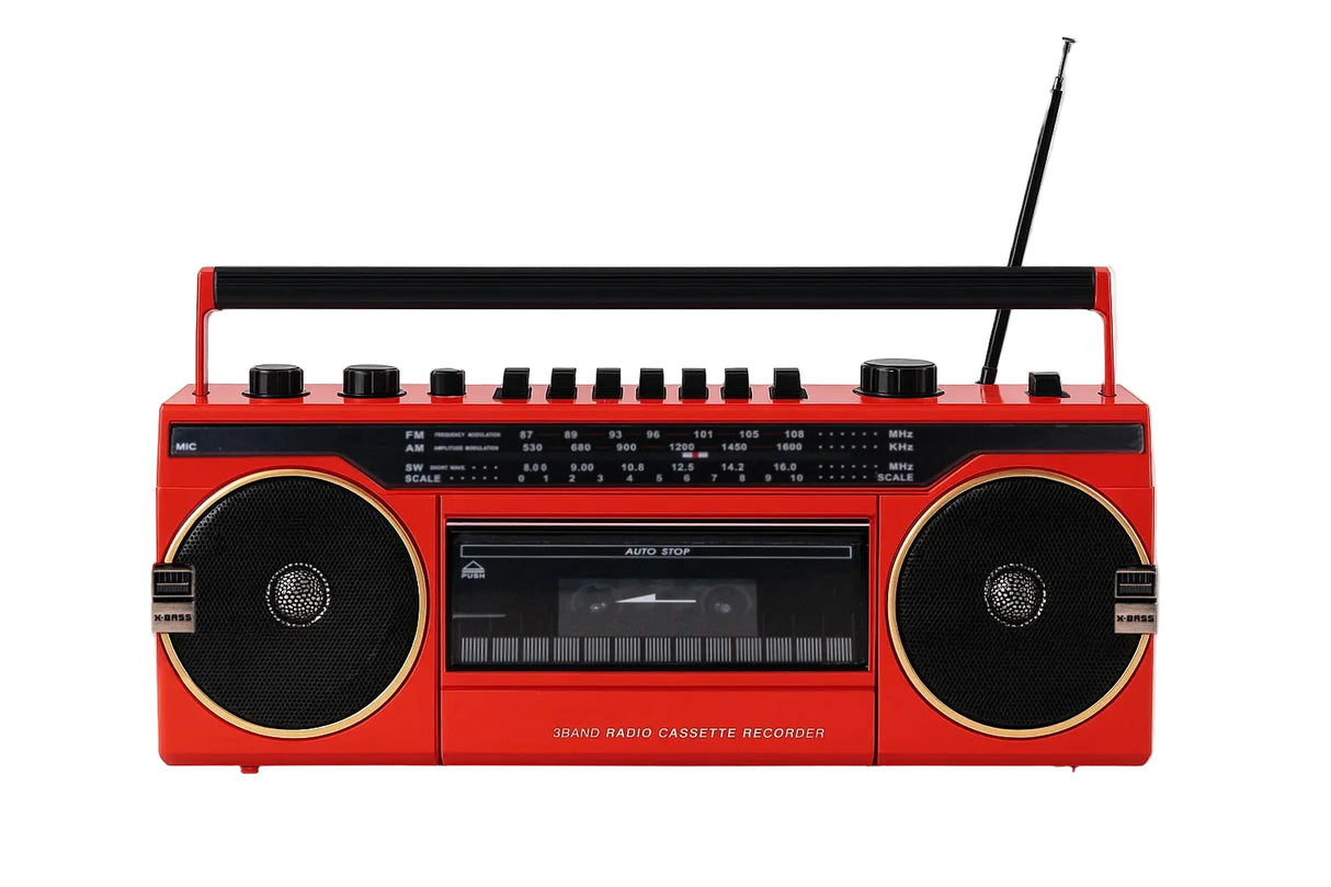 Studio 57 Lecteur de cassette avec FM et Bluetooth, Rouge