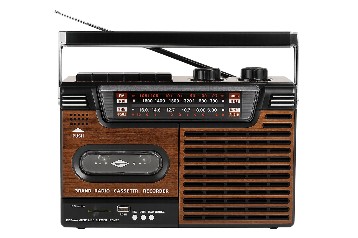 Studio 57 Lecteur de cassette avec FM et Bluetooth, Marron + Cassette
