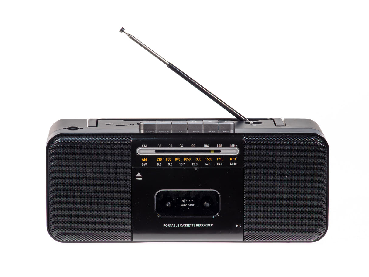 Studio 57 Lecteur de cassette avec FM et Bluetooth, Noir