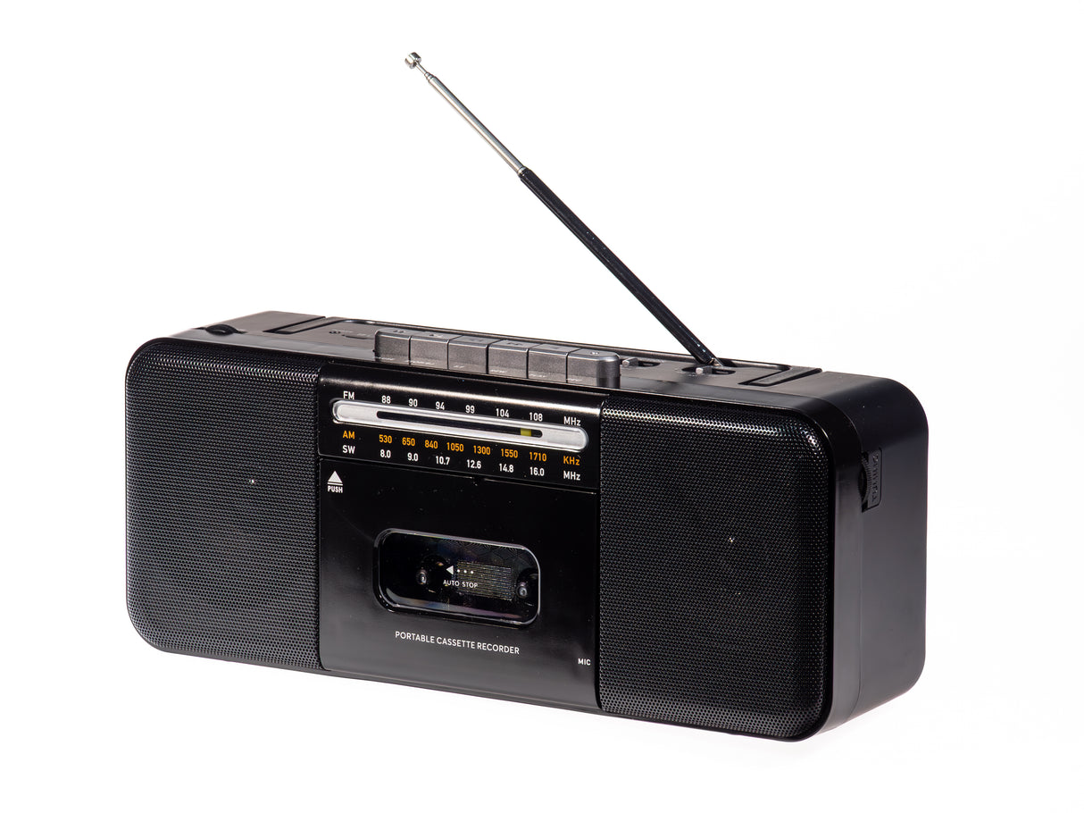 Studio 57 Lecteur de cassette avec FM et Bluetooth, Noir