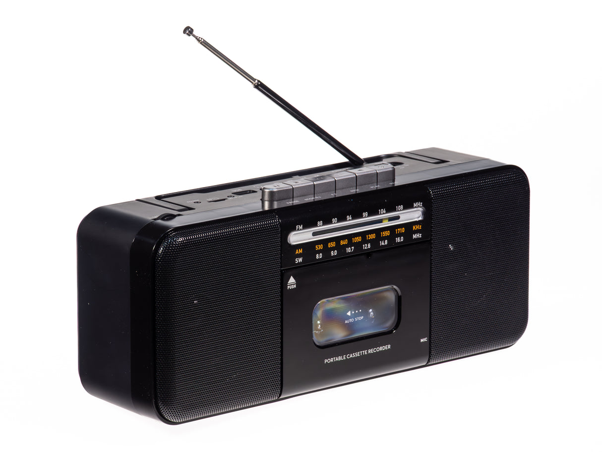 Studio 57 Lecteur de cassette avec FM et Bluetooth, Noir