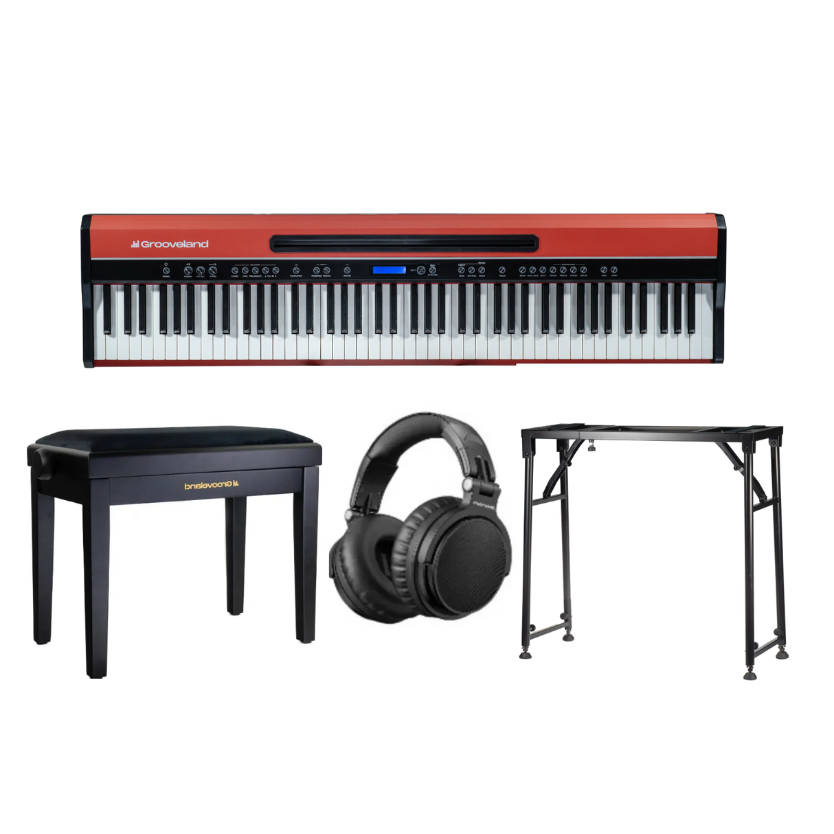 Grooveland FP80 Electric Piano (Red) Complete Bundle