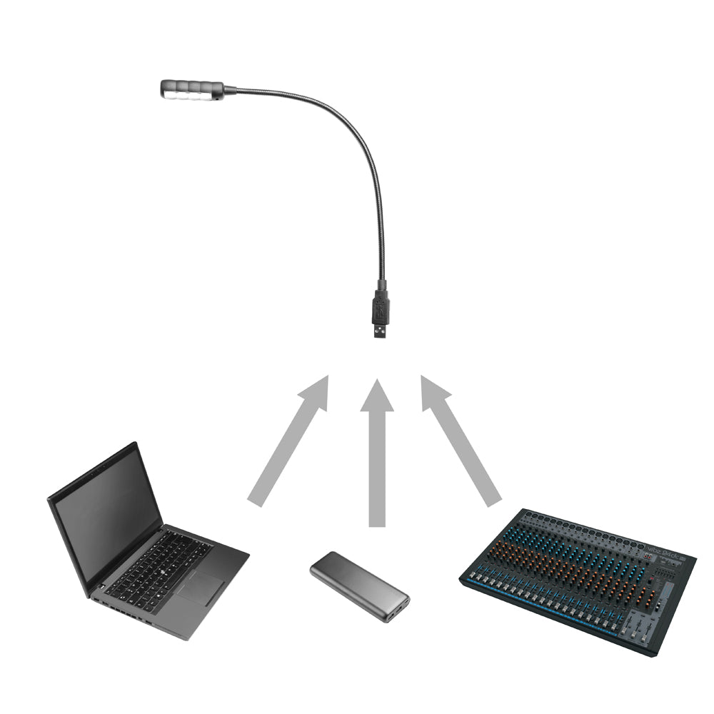 Adam Hall Stands SLED 1 ULTRA USB C - Lampe col de cygne, connecteur USB, 4 LED COB et couleurs au choix