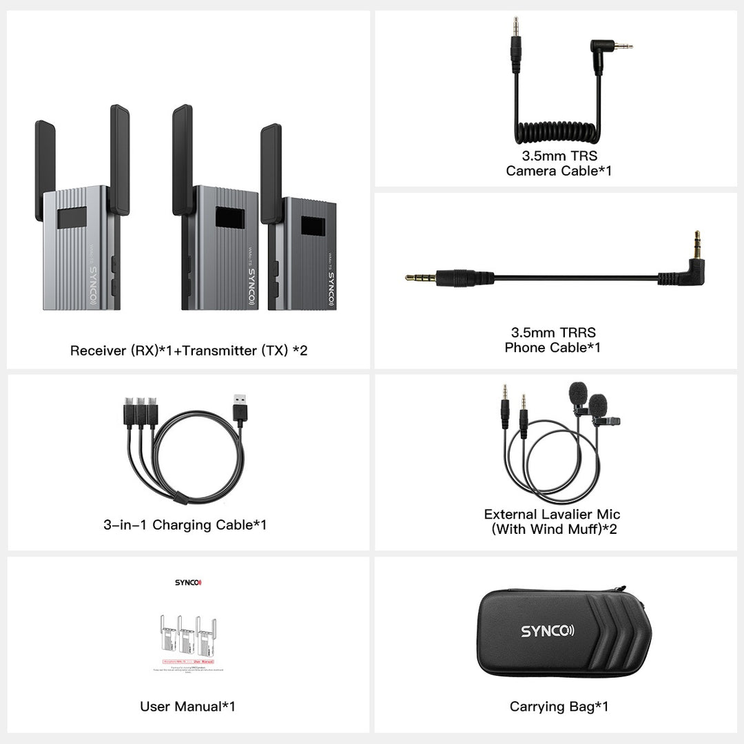 Système de microphone sans fil Synco 2 TX / 1 RX UHF 525 MHz-539.7 MHz