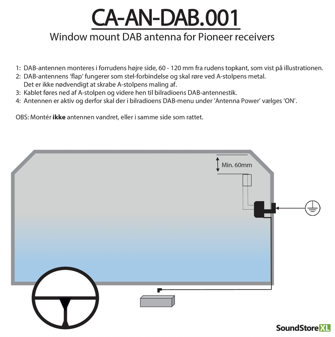 Pioneer DAB+ Antenne de pare-brise CA-AN-DAB.001