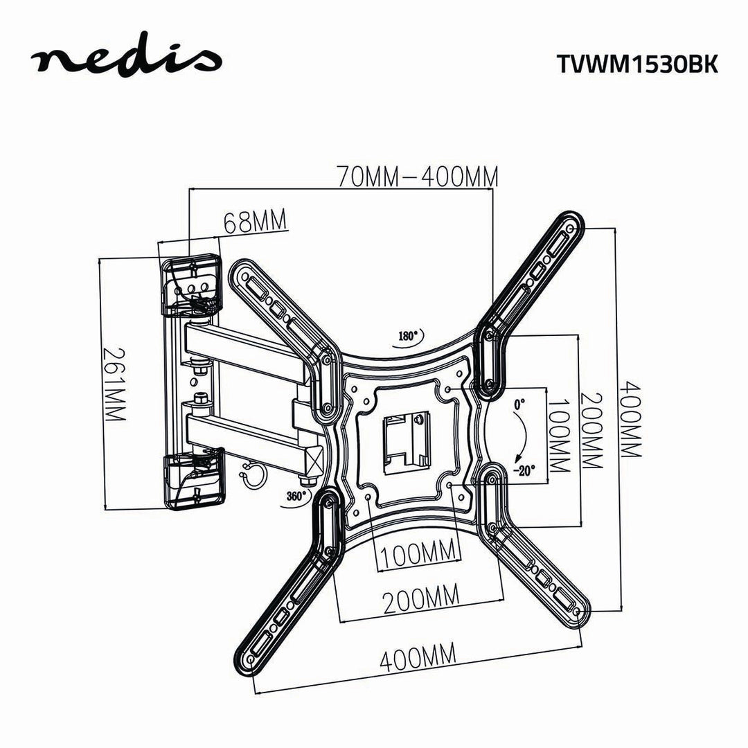 Support TV entièrement articulé avec 3 points de pivot (23-55", 30 kg)