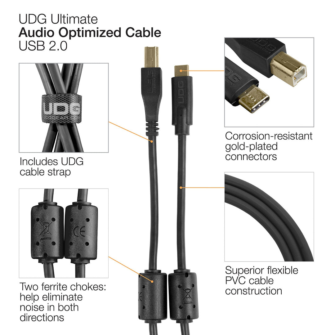 UDG Ultimate Audio Cable USB 2.0 C-B Noir Droit 1,5m