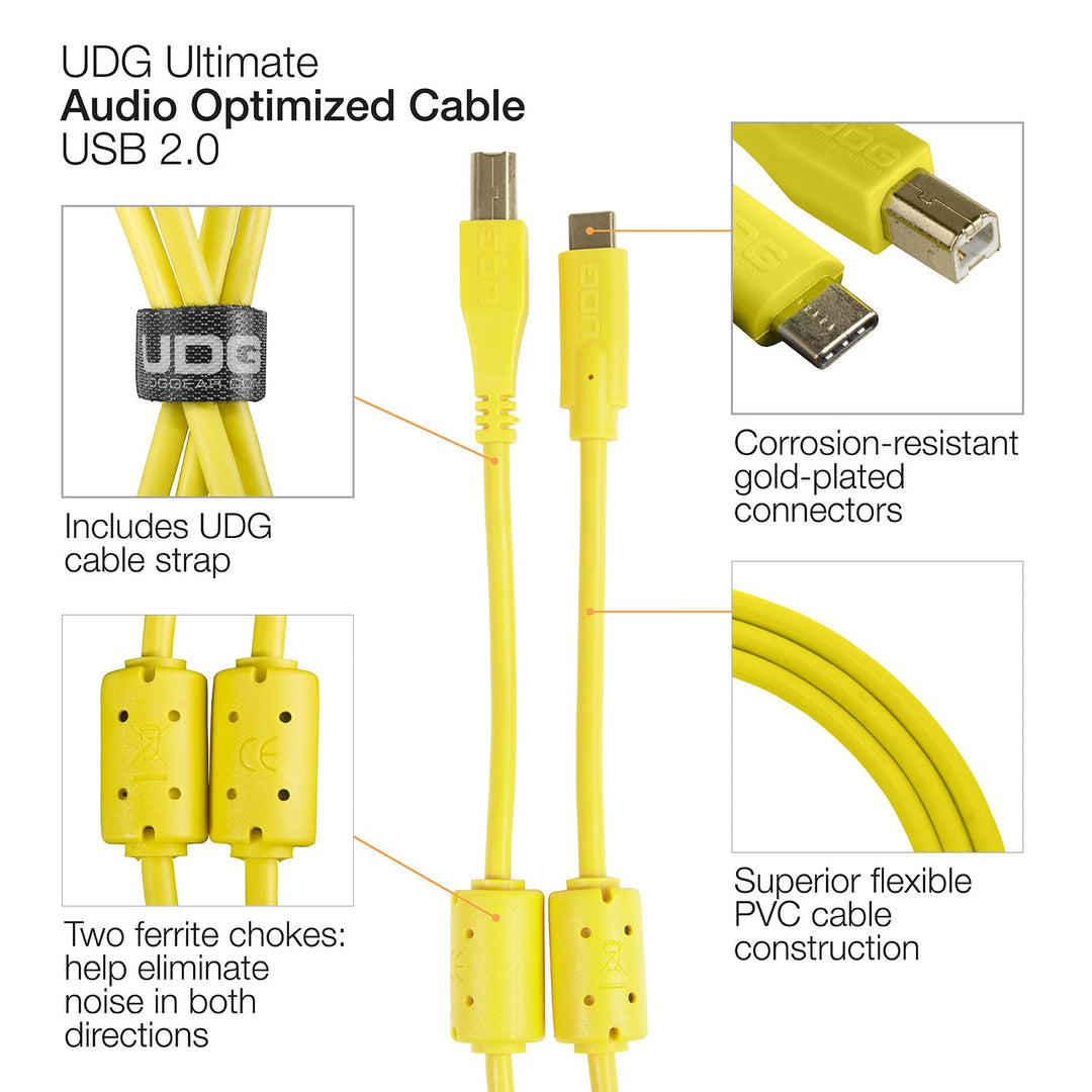 UDG Ultimate Audio Cable USB 2.0 C-B Jaune Droit 1,5m